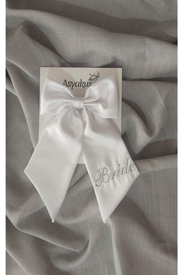 Bridal Buckle White Satin Women's Bride Embroidered Bow Automatic Buckle