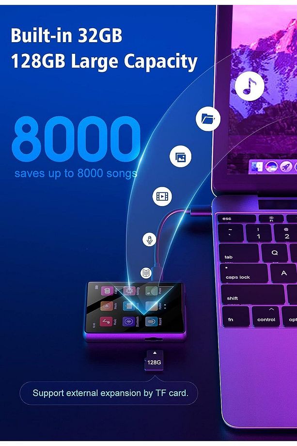 32 GB MP3 Çalar ile Bluetooth 5.0, Bir 2.4 " Dokunmatik Ekran. - 5