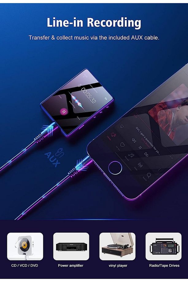 32 GB MP3 Çalar ile Bluetooth 5.0, Bir 2.4 " Dokunmatik Ekran. - 4