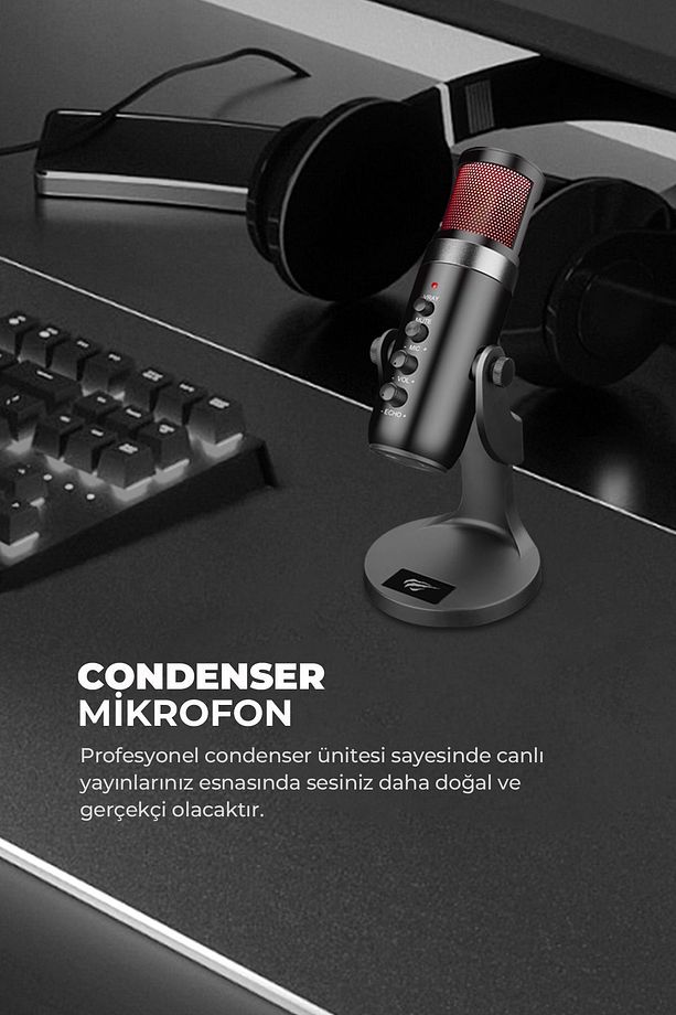 Gamenote GK59 RGB Gaming Profesyonel Oyuncu Yayıncı Condenser Mikrofon - 6