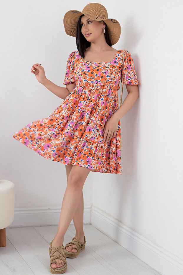 Arkadan Bağlamalı Viskon Elbise 866-3016 - 3