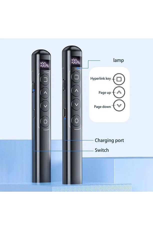 Dijital Ekranlı Şarjlı Lazer Sunum Kumandası Şarj Göstergeli Lazer Powerpoint Laser Pointer Slayt - 3
