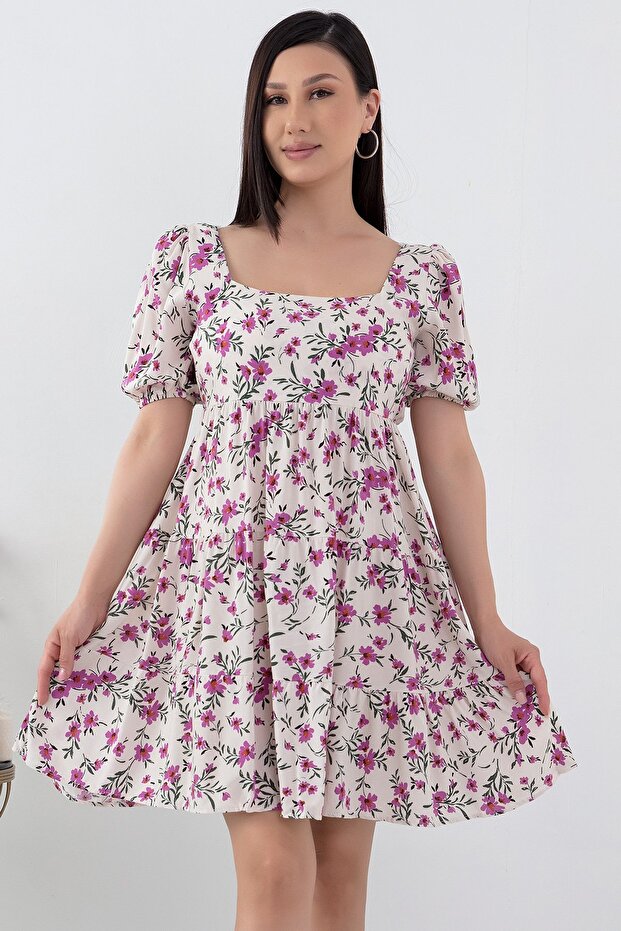 Arkadan Bağlamalı Viskon Elbise 866-3016 - 2