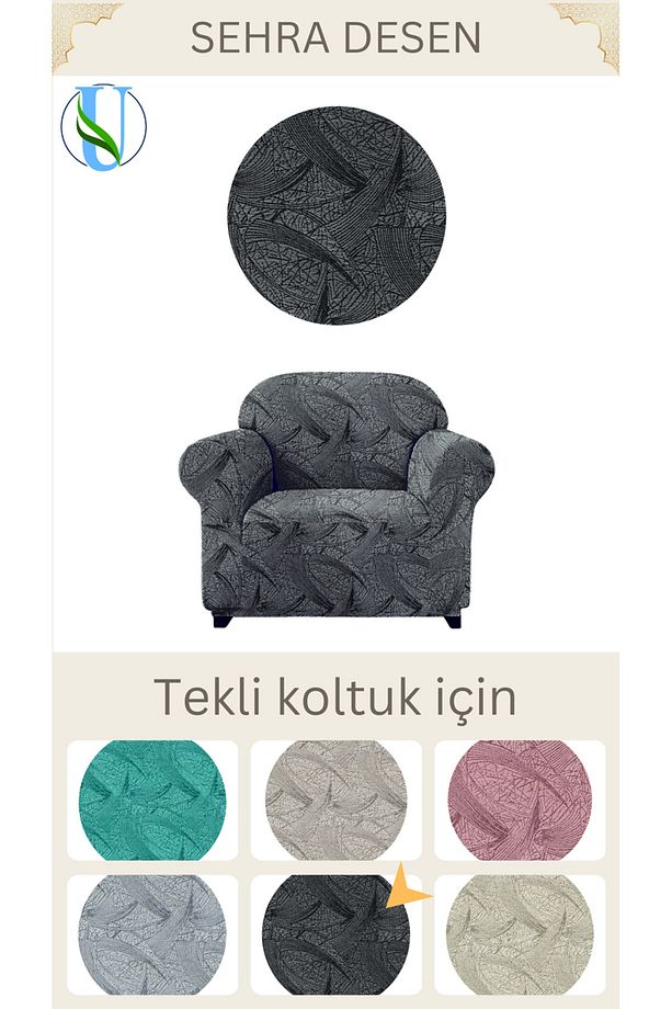 Uy Style Jakarli tek kişilik koltuk örtüsü ,berjer kılıfı SAHRA desen - 1