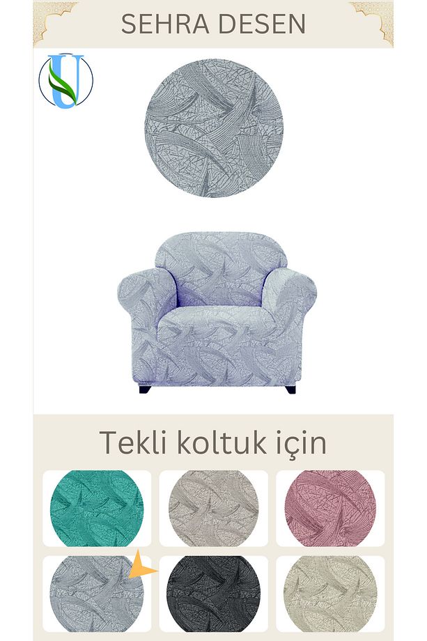Uy Style Jakarli tek kişilik koltuk örtüsü ,berjer kılıfı SAHRA desen - 1