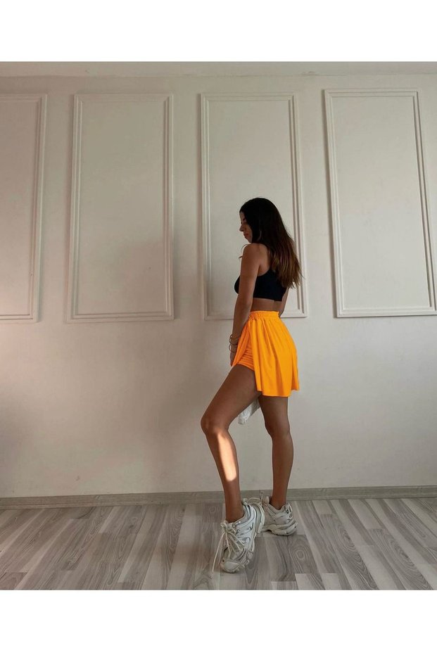 Women's Orange Loose fit Fit Sports skort, White