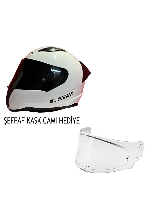 RAPID 2 BEYAZ KASK ŞEFFAF KASK CAMI HEDİYELİ - 1