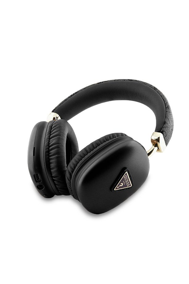 Lisanslı Kulak Üstü Bluetooth Kulaklık Guess PU 4G Desenli Üçgen Logolu V5.3 Siyah - 3
