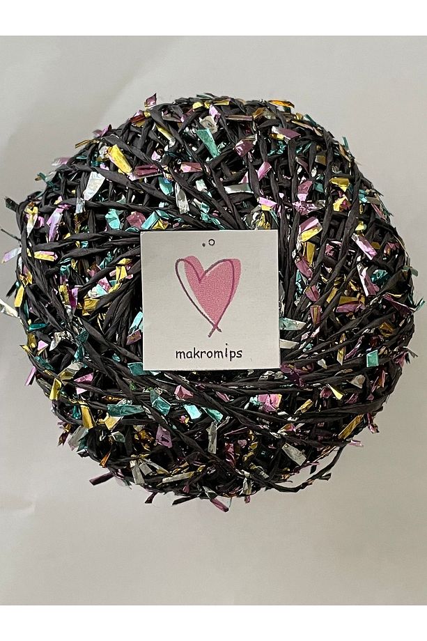 Premıum Metalik Confeti Kâğıt Rafya Ip(50GR/M -5)simli Parlak Abiye Polyester Çanta Şapka Örgü Ipi - 2