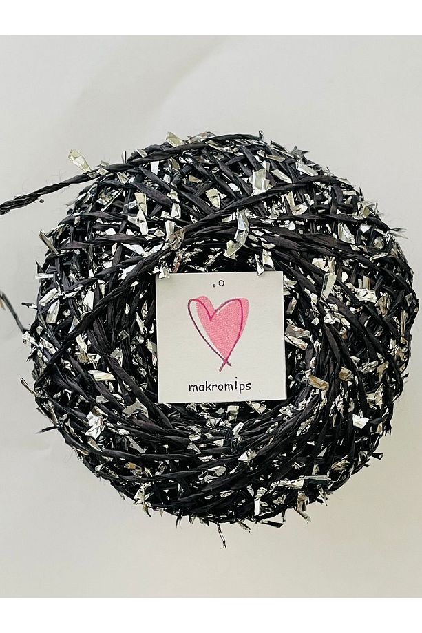 Premıum Metalik Confeti Kâğıt Rafya Ip(50GR/M -5)simli Parlak Abiye Polyester Çanta Şapka Örgü Ipi - 2
