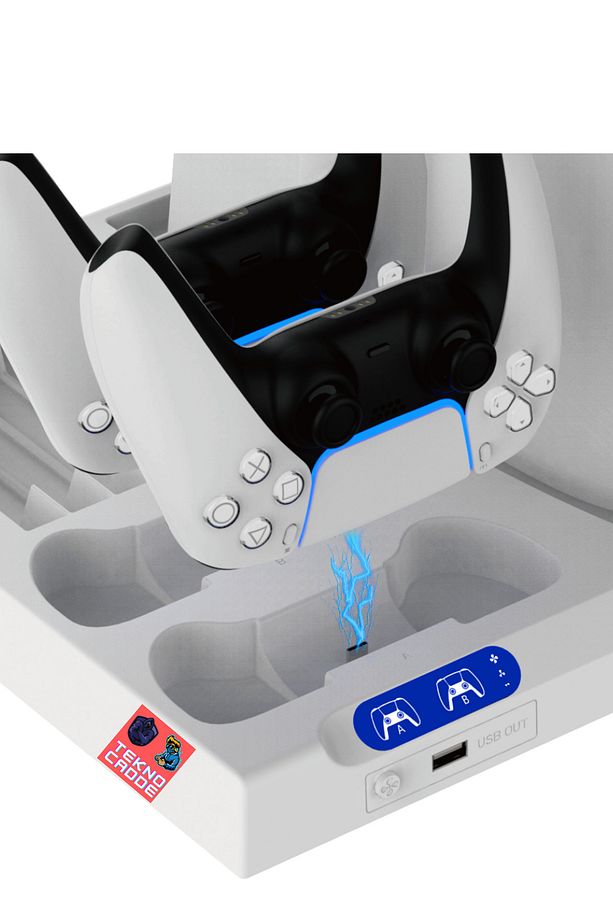 Ps5 Disk Dijital/Ps5 Slim Disk Dijital/Ps VR2/Ps Kumanda Tutucu Şarj Stand Soğutucu Fan - 7