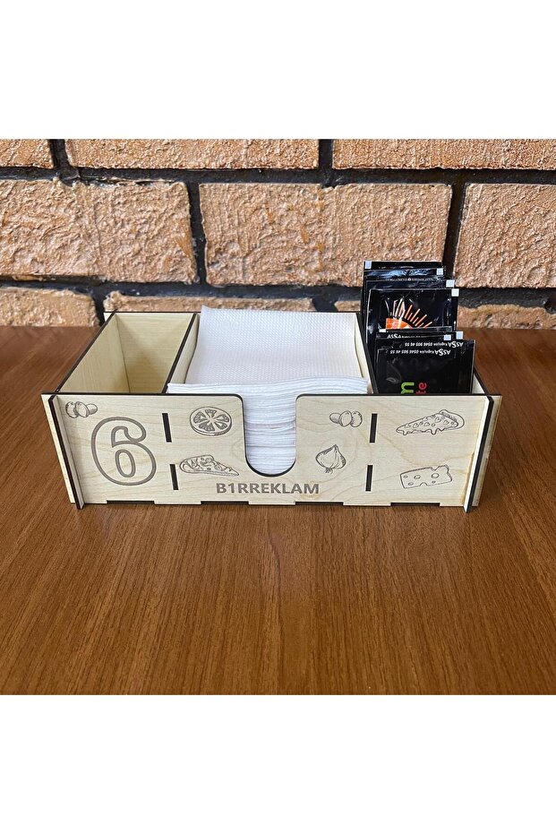 Cafe Restaurant Wooden Napkin Holder with Logo