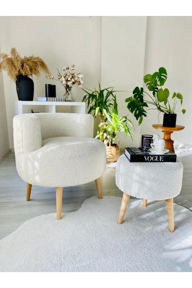 Çay Seti Tekli Koltuk Berjer Ve Puf Takımı (salon, Balkon, Ofis) 2 Li Takım - 4