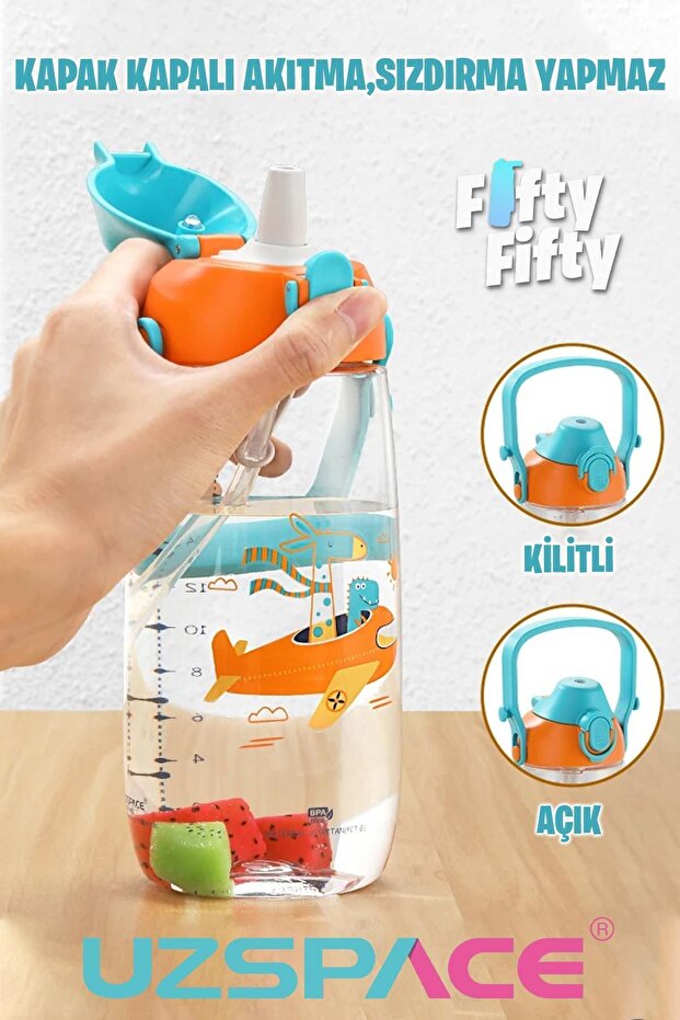 Pipetli 680 Ml Boyun Askılı Tritan Çocuk Su Matarası -Kutulu- FFUZ2202680 - 6