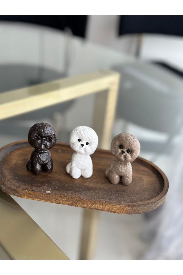 Dekoratif 3’lü Mini Köpek Biblo Seti - Süs Eşyası - 2
