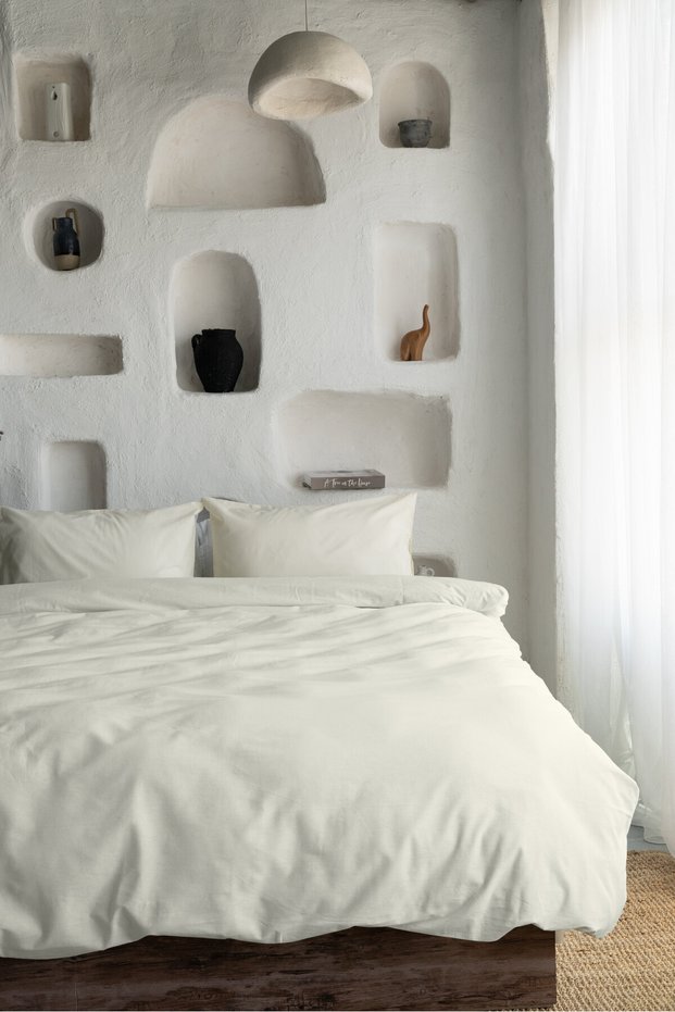 100% COTTON DOUBLE PERSONAL NEVRESIM SET CREAM COLORED