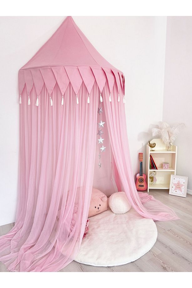 Tül Pembe Duvar Tentesi Plus Model - 1