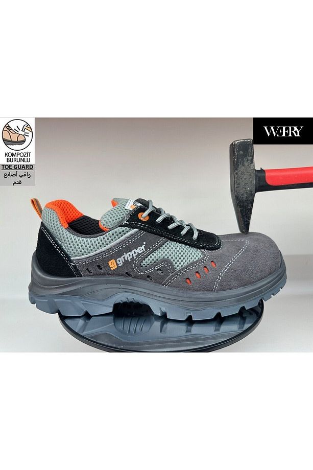 Mekap Gripper Gpr 70 S1 Süet Deri Hafif Rahat Koku Yapmayan Yazlık Kompozit Burun Spor İş Ayakkabısı - 1