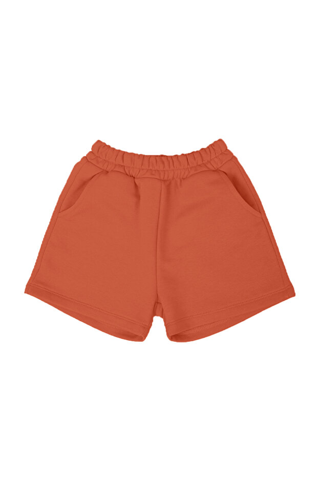 Children's Orange 2-Thread Shorts with Elastic Waist and Side Pockets