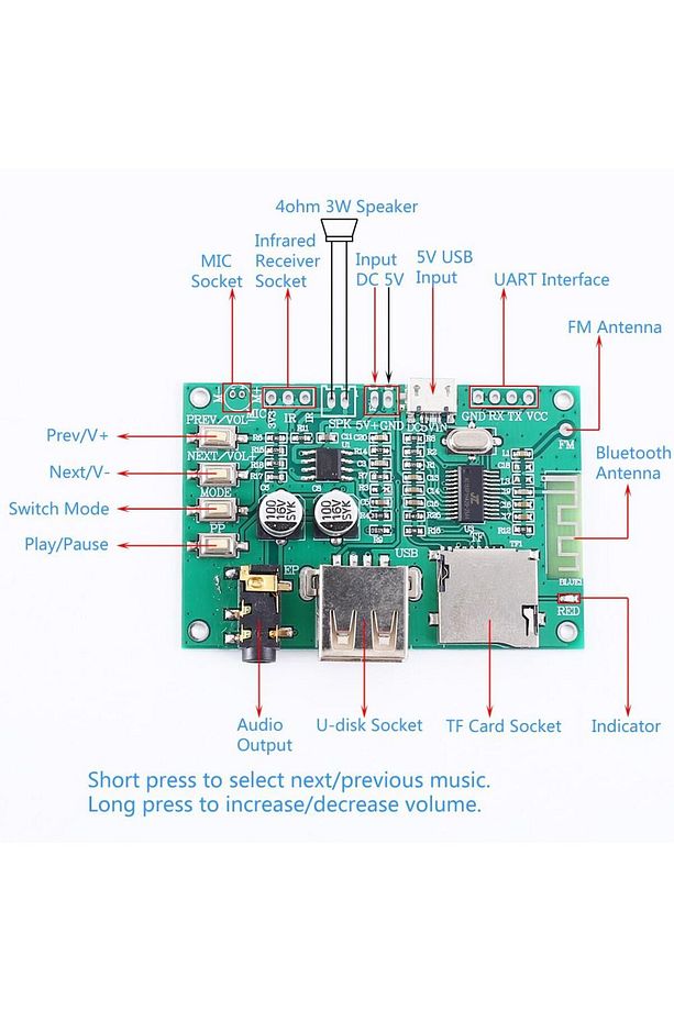 Bluetooth 5.0 Amfi Modül Kt-1025 Bt-201 - 1