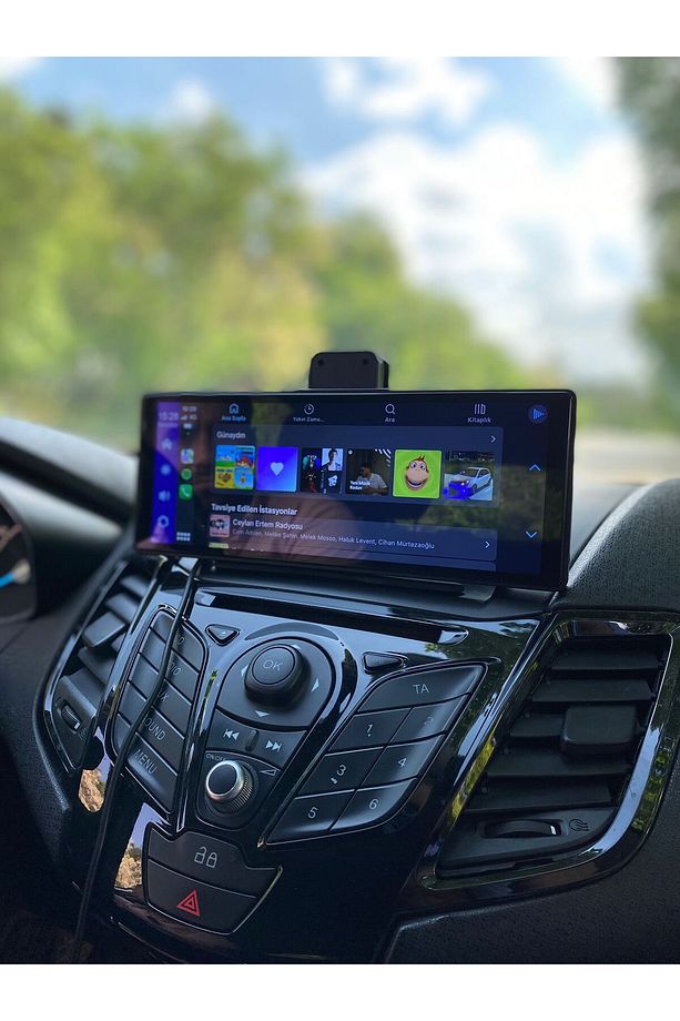 10" TAŞINABİLİR APPLE CARPLAY & ANDROİD, ÖN VE ARKA KAMERALI TORPİDO ÜSTÜ ARAÇ MULTİMEDYA - 2