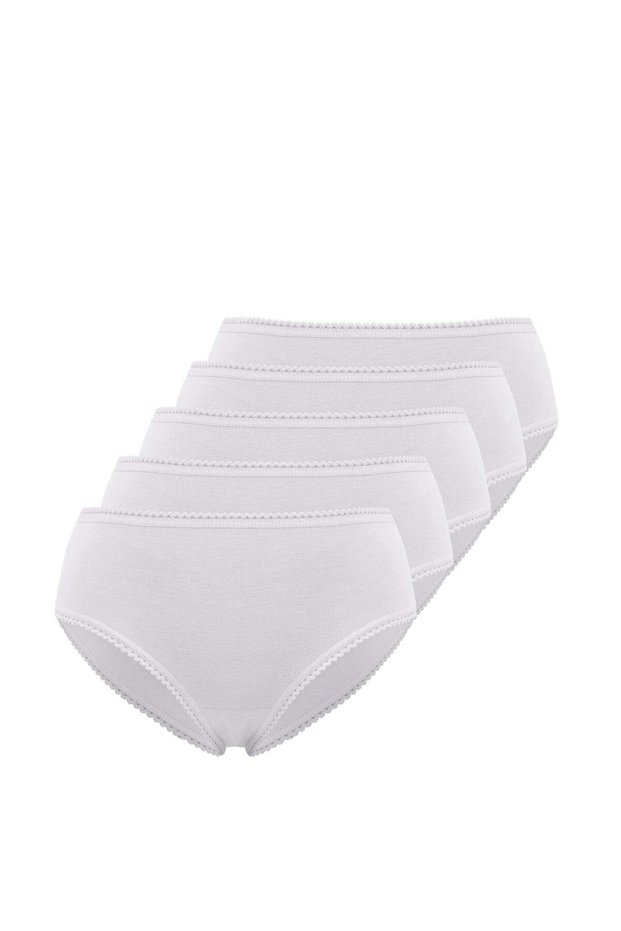 5-Pack White Cotton Midi Length Women's Ribbed Slip Eva Rib Midi