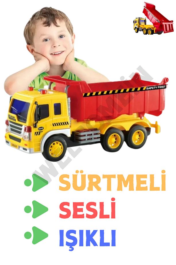 Oyuncak Dahili Pilli sesli Ve Işıklı Sürtmeli Temizlik Ve İnşaat Araçları 3 Farklı Ses Modu - 1
