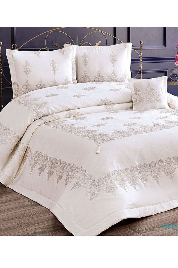 Çift Kişilik Yatak Örtüsü 3 Parça Yatak Örtüsü Ağır Dantel Çeyizlik Yatak Örtüsü - Bedspread - 1