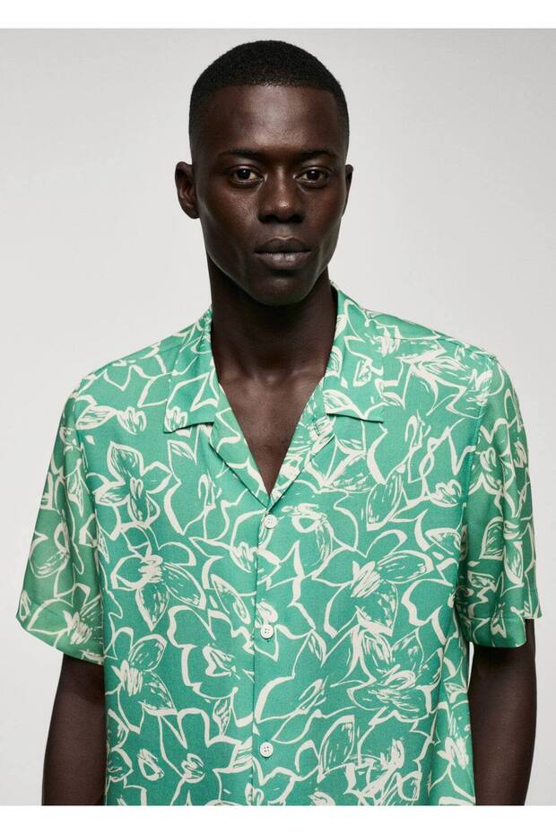 Çiçekli dökümlü gömlek - 6