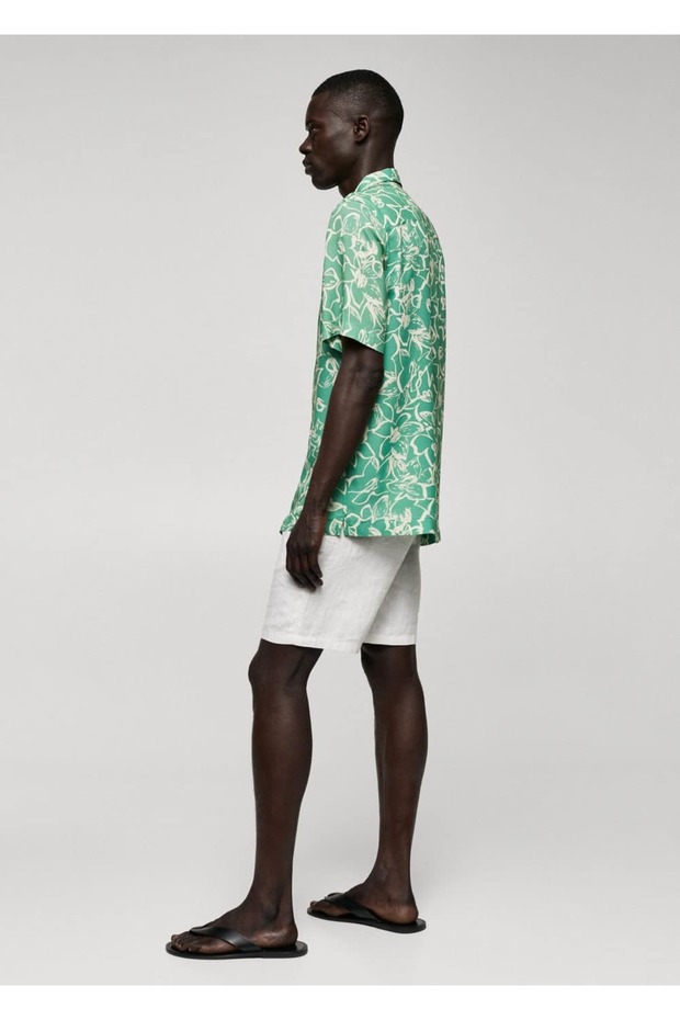 Çiçekli dökümlü gömlek - 7