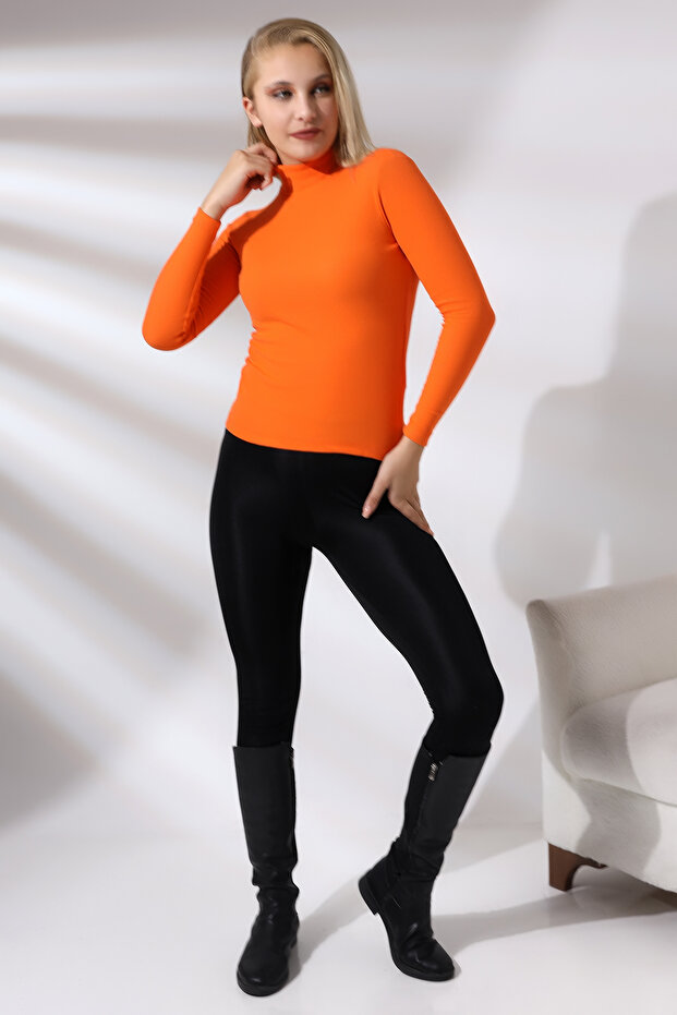 Half Turtleneck Long Sleeve Camisole Blouse 20535 Orange