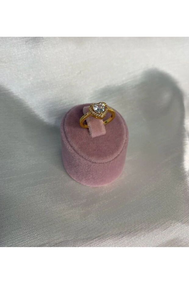 Zircon Stone Heart Adjustable Ring - 2