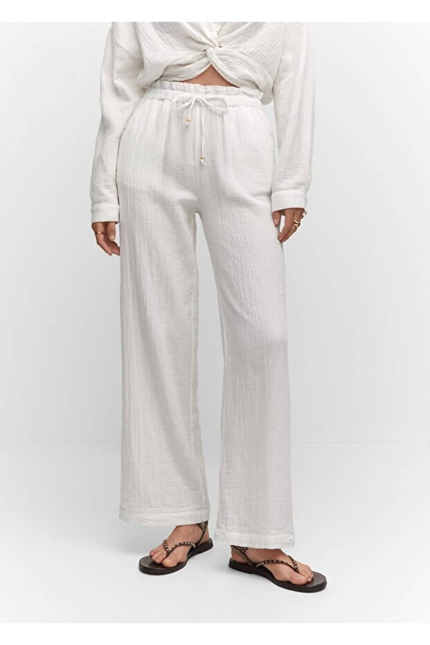 Fiyonklu dokuma pantolon - 1