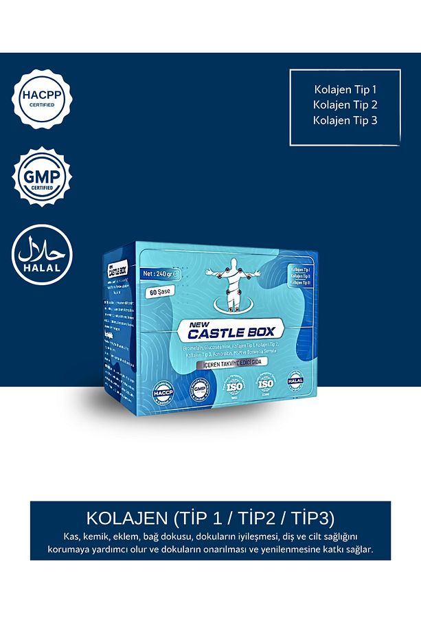 Kolajen Tip 1, Kolajen Tip 2, Kolajen Tip 3 Ve Bromelain Ile Güçlü Eklem Desteği | New Castle Box - 1