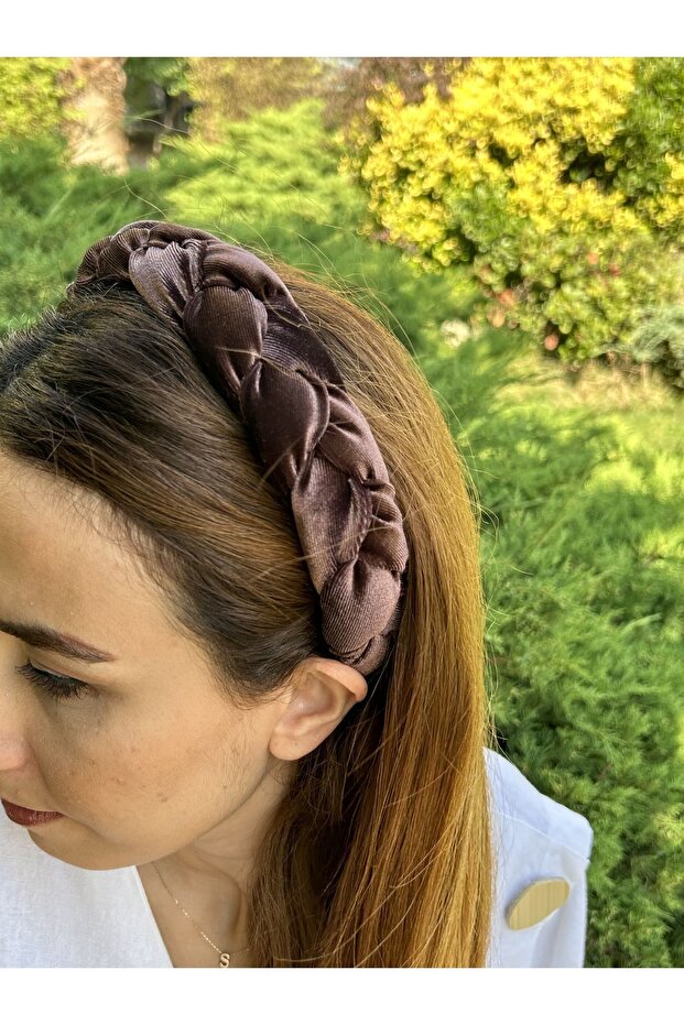 Bym171 Braid Model Women Crown Velvet Hair Accessory Bitter Brown Hair Crown