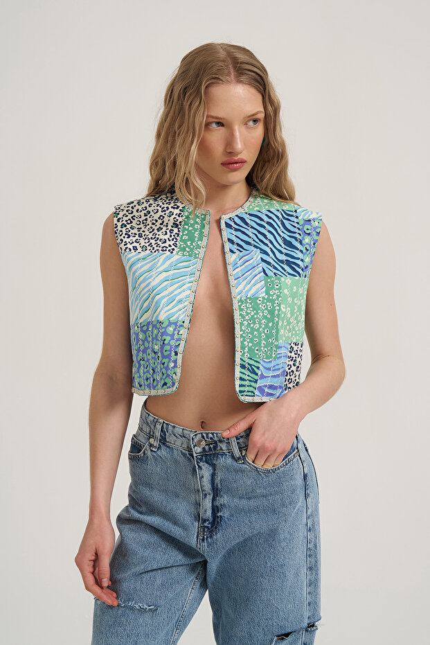 سترة منقوشة ملونة بالنعناع - 4