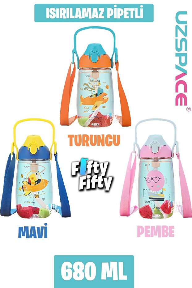 Pipetli 680 Ml Boyun Askılı Tritan Çocuk Su Matarası -Kutulu- FFUZ2202680 - 4
