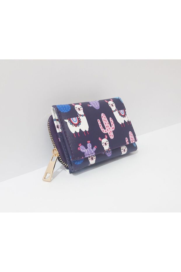 Children's Wallet 11x8 CM Lama Patterned Children's Wallet