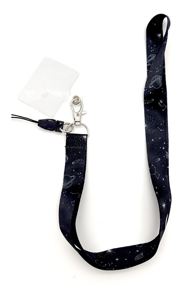 Phone Neck Strap Phone Rope Compatible with All Phones Satin Fabric Black