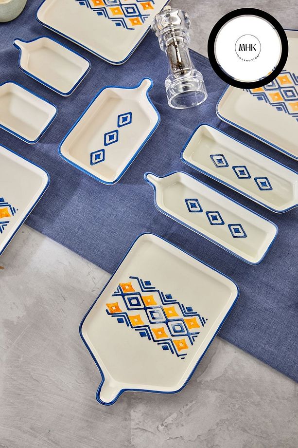 14 Parça 6 Kişilik Motifli Stackable Kahvaltı Takımı - Lüx Kahvaltılık Sunum Seti Tabağı - 2
