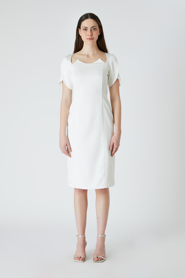 Asimetrik kollu elbise - 1