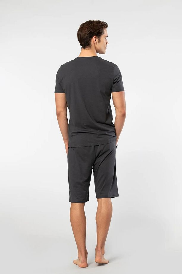 Erkek Modal Bermuda Şort Kısa Kollu Pijama Takımı %50 Modal %50 Pamuk - 2