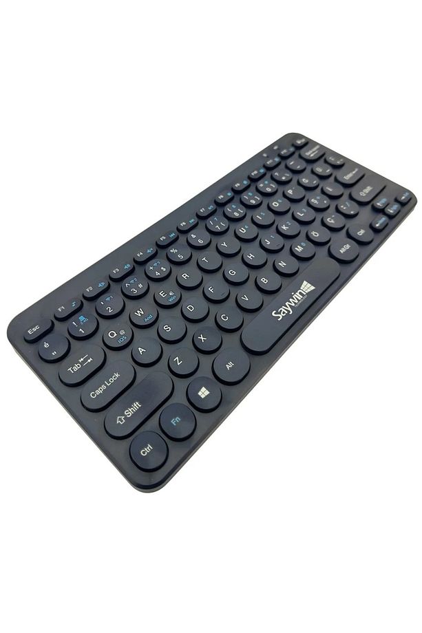 Tüm Cihazlara uyumlu Bluetooth Klavye Mouse Set Yuvarlak Tuşlu Türkçe Q Taşınabilir Kablosuz Klavye - 6