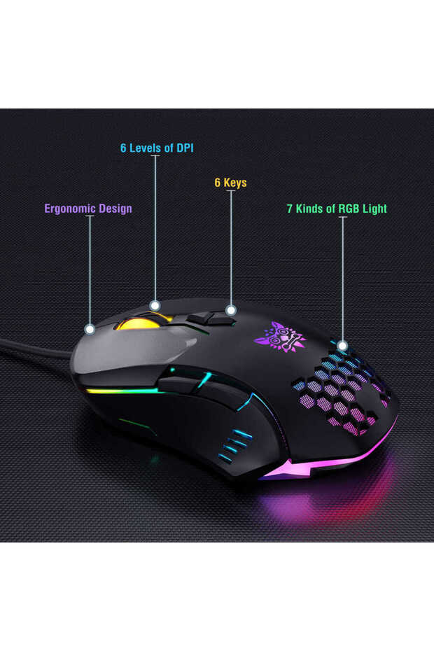 Onikuma G21 RGB Oyuncu Klavye Mouse Seti Siyah Uyumlu - 5
