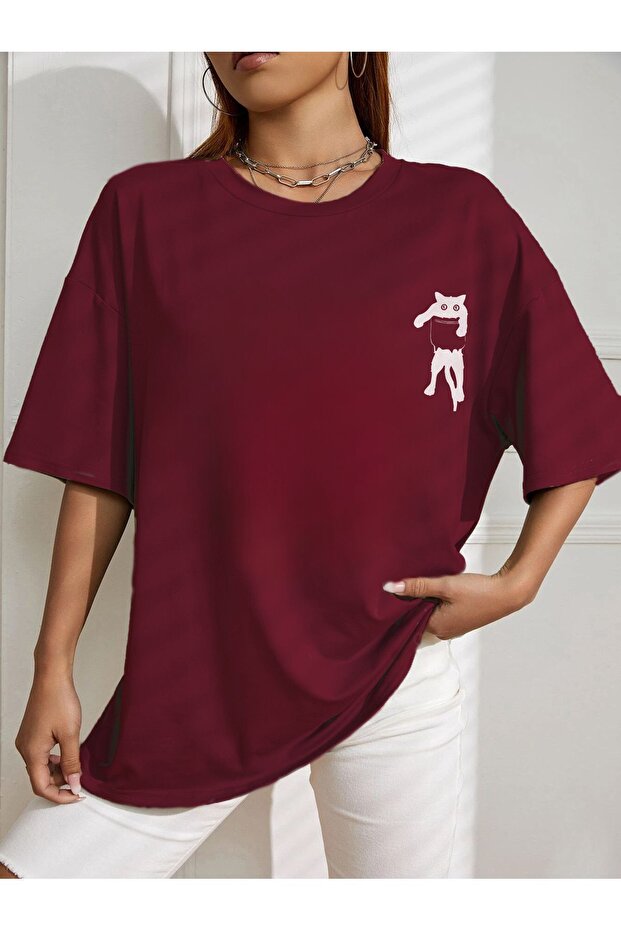 Cat Printed Oversize Cute T-shirt