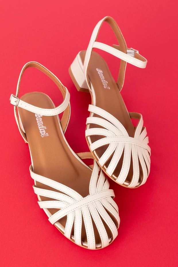Women's Genuine Leather Elegant Short-Heeled Sandals Ss.2025