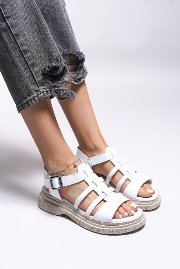 Kunzirn Women's Sandals 0012203 White Skin