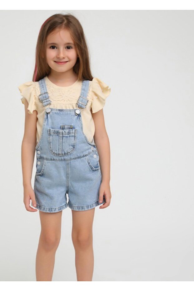 Denim Şort Salopet - 1