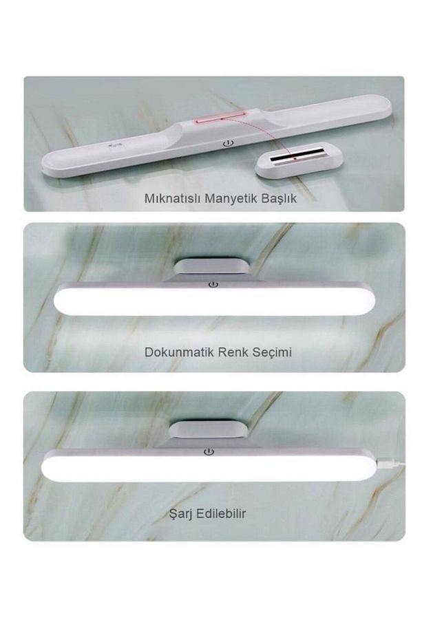5 Watt Şarjlı Led Işık Mıknatıslı Led Lamba Dimmerli Nova Beyaz Hero Led Aplik 3 Farklı Renk Işık - 2