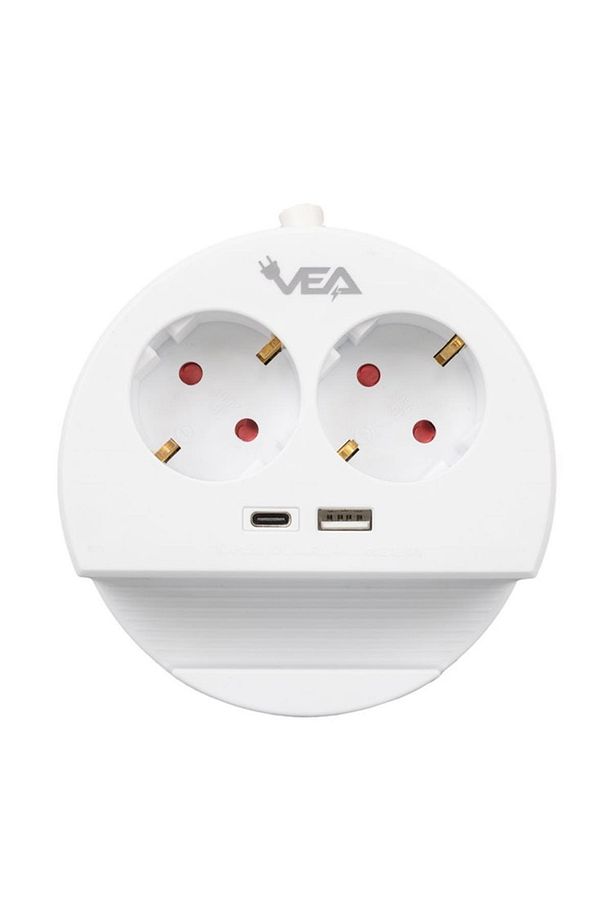 VE-G1102C 2'li USB+ Type-C Girişli Anahtarlı Grup Priz - 1